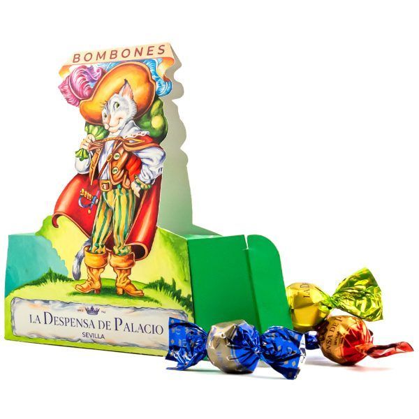 Estuche Gato con Botas con Trufas de Chocolate combina un cuento ilustrado y deliciosas trufas de chocolate artesanal. Perfecto para regalar y disfrutar.